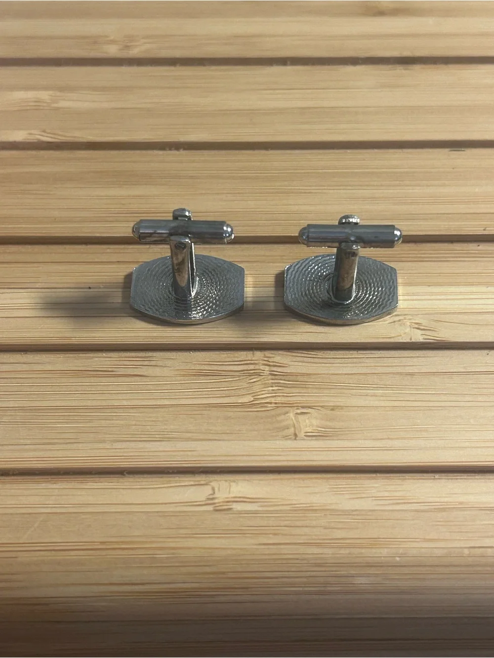 Silver Oval Cufflinks - Black Inlay